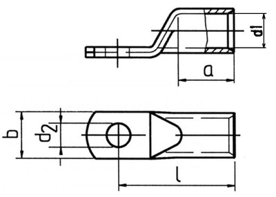 Cosses à sertir cuivre étamé à plage étroite Cosse cuivre XCT étroite schema.jpg