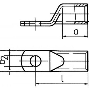 Cosses à sertir cuivre étamé à plage étroite Cosse cuivre XCT étroite schema.jpg